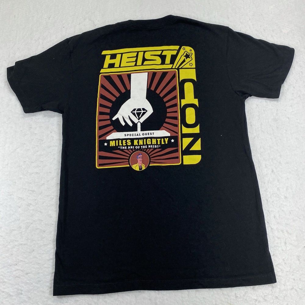 Rick & Morty Adult Small Heist-Con Miles Knightly Adult Swim Graphic T Shirt